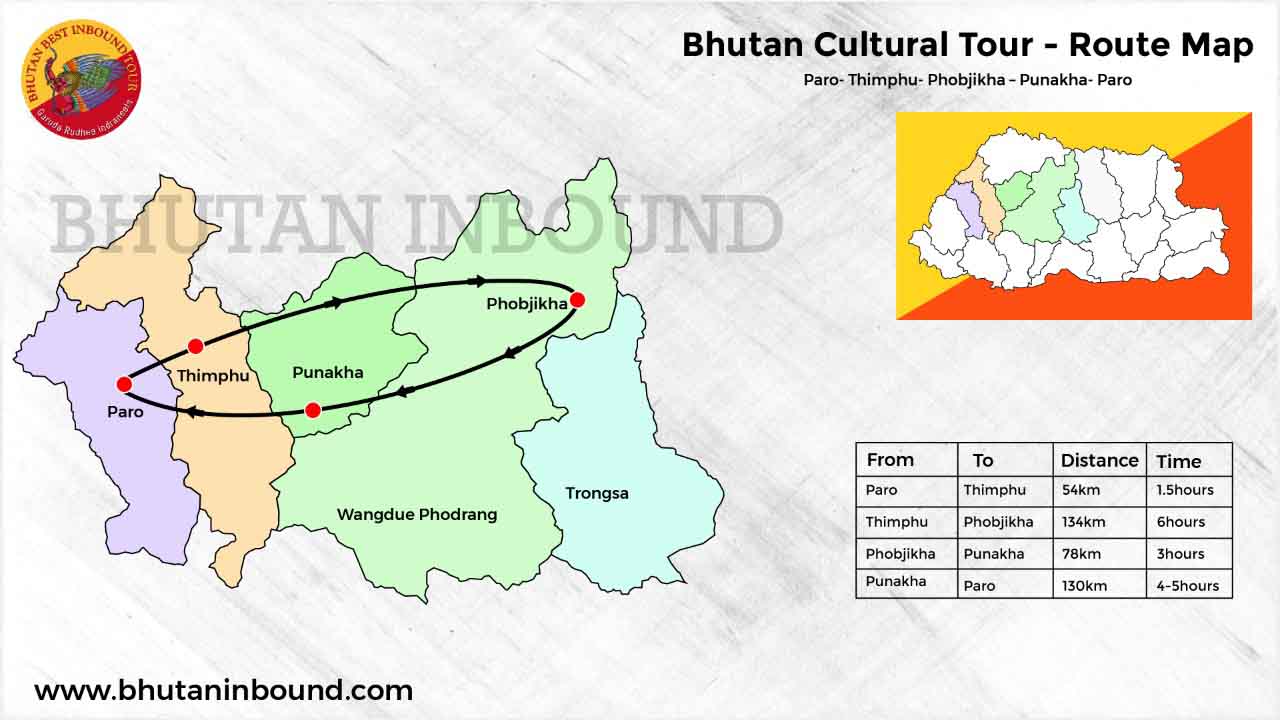 Bhutan Leisure Tour Map